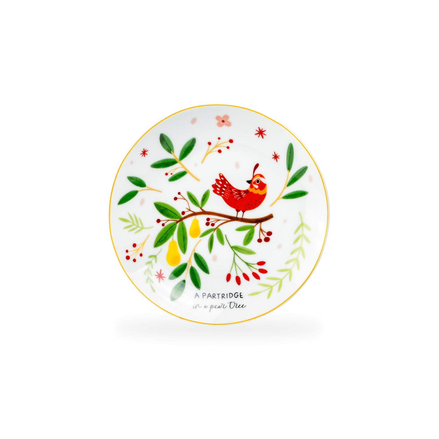 12 Days of Christmas Fine Porcelain Appetizer Plate Set - Metal Rack Version