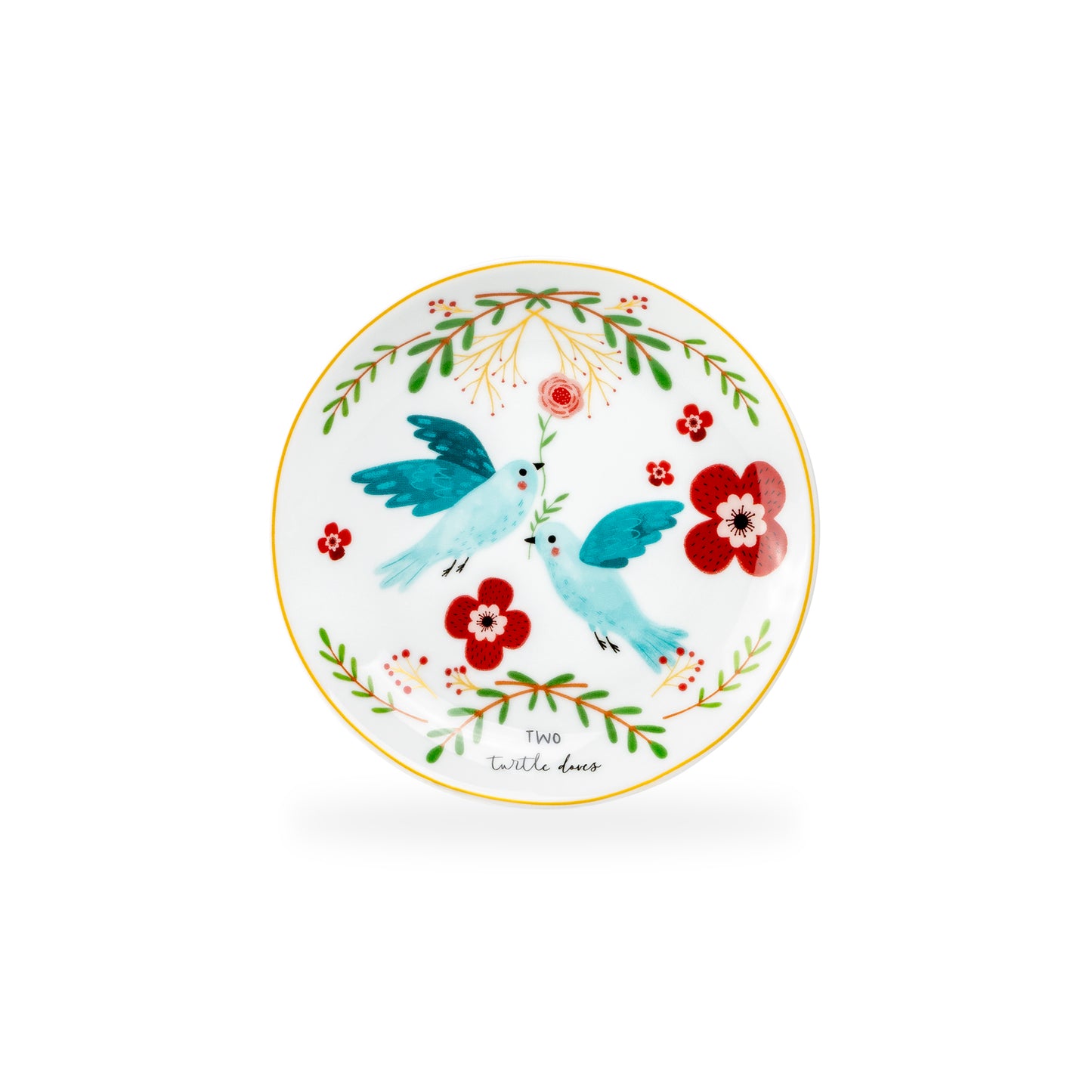 12 Days of Christmas Fine Porcelain Appetizer Plate Set - Metal Rack Version