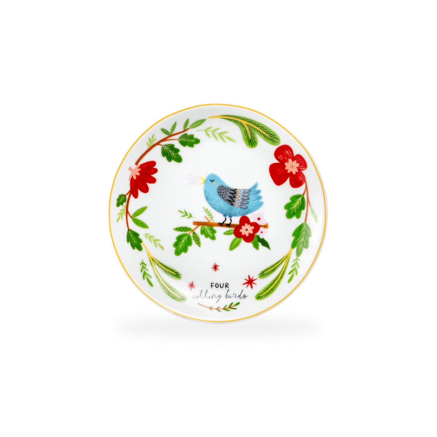 12 Days of Christmas Fine Porcelain Appetizer Plate Set - Metal Rack Version