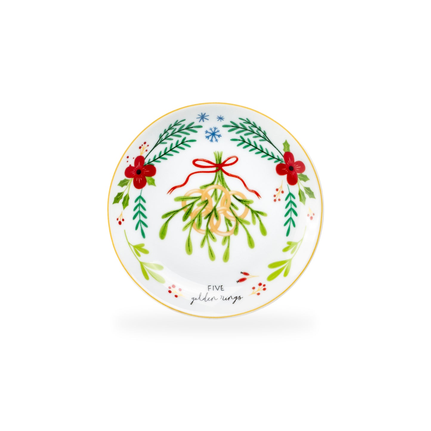 12 Days of Christmas Fine Porcelain Appetizer Plate Set - Metal Rack Version