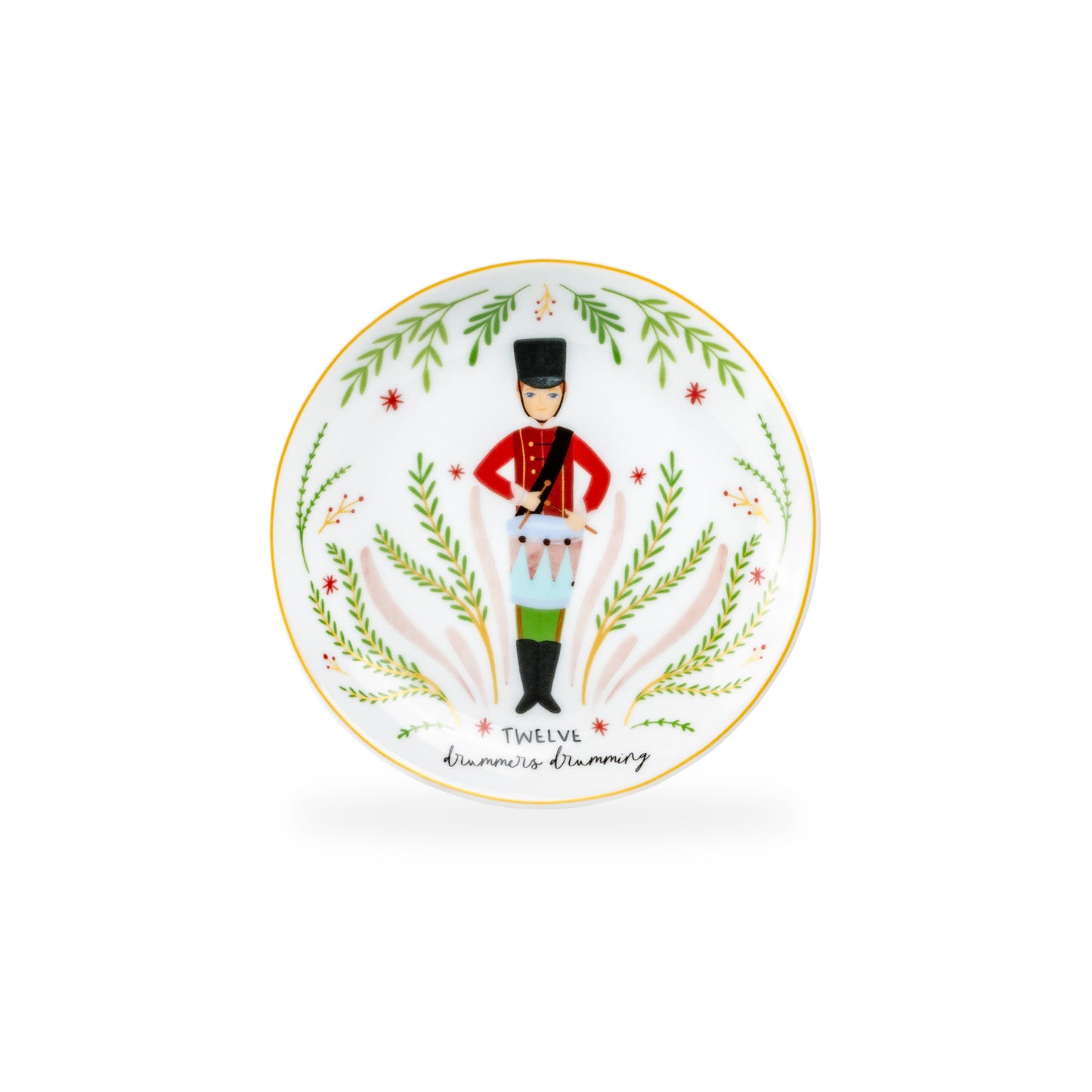 12 Days of Christmas Fine Porcelain Appetizer Plate Set - Metal Rack Version