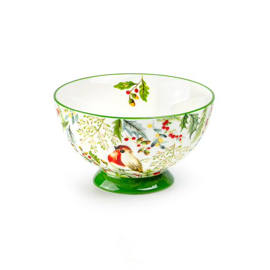 Winter House Finch Fine Porcelain Bowl