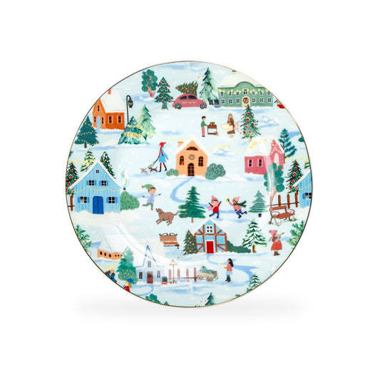 Christmas Village Fine Porcelain Dessert Plate