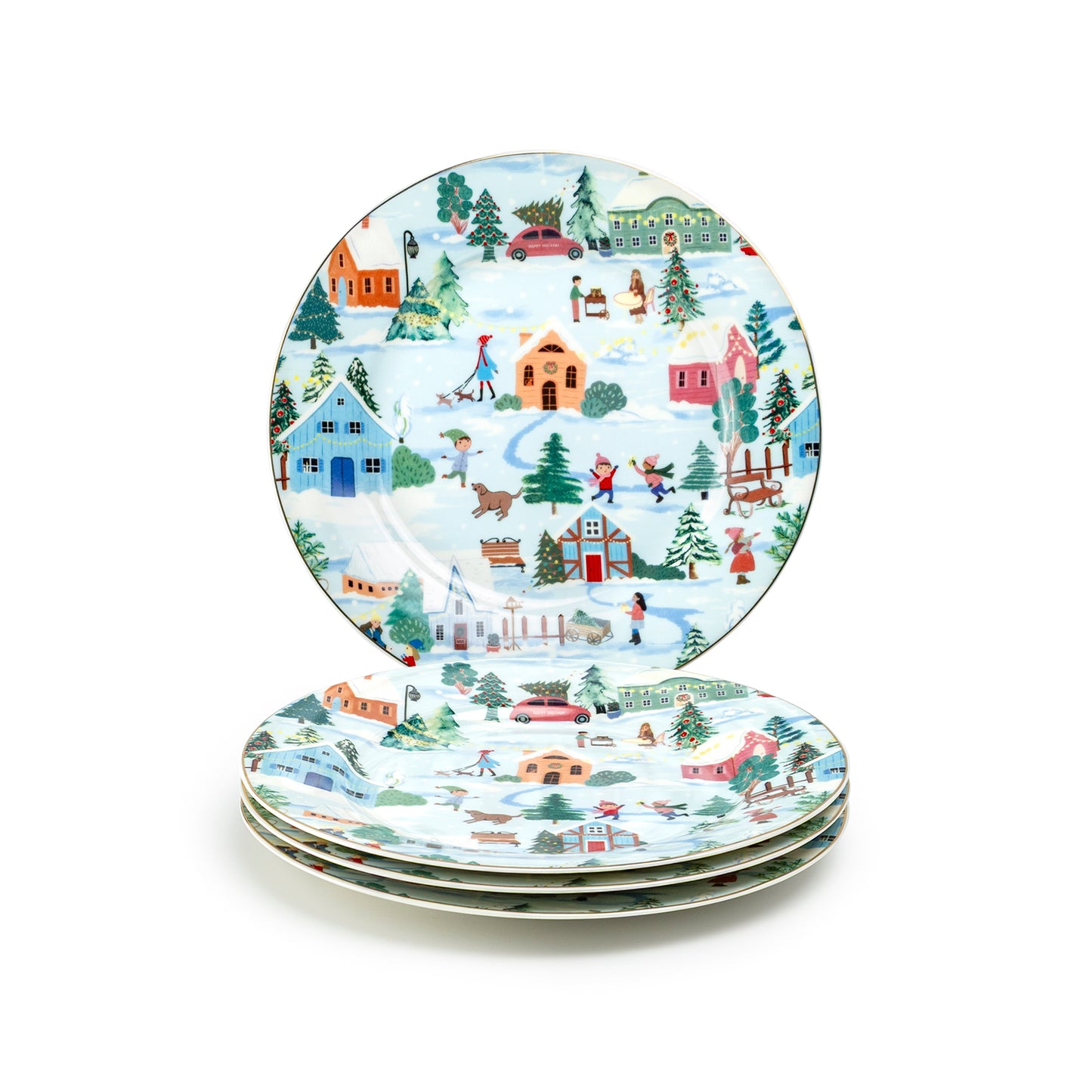 Christmas Village Fine Porcelain Dessert Plate