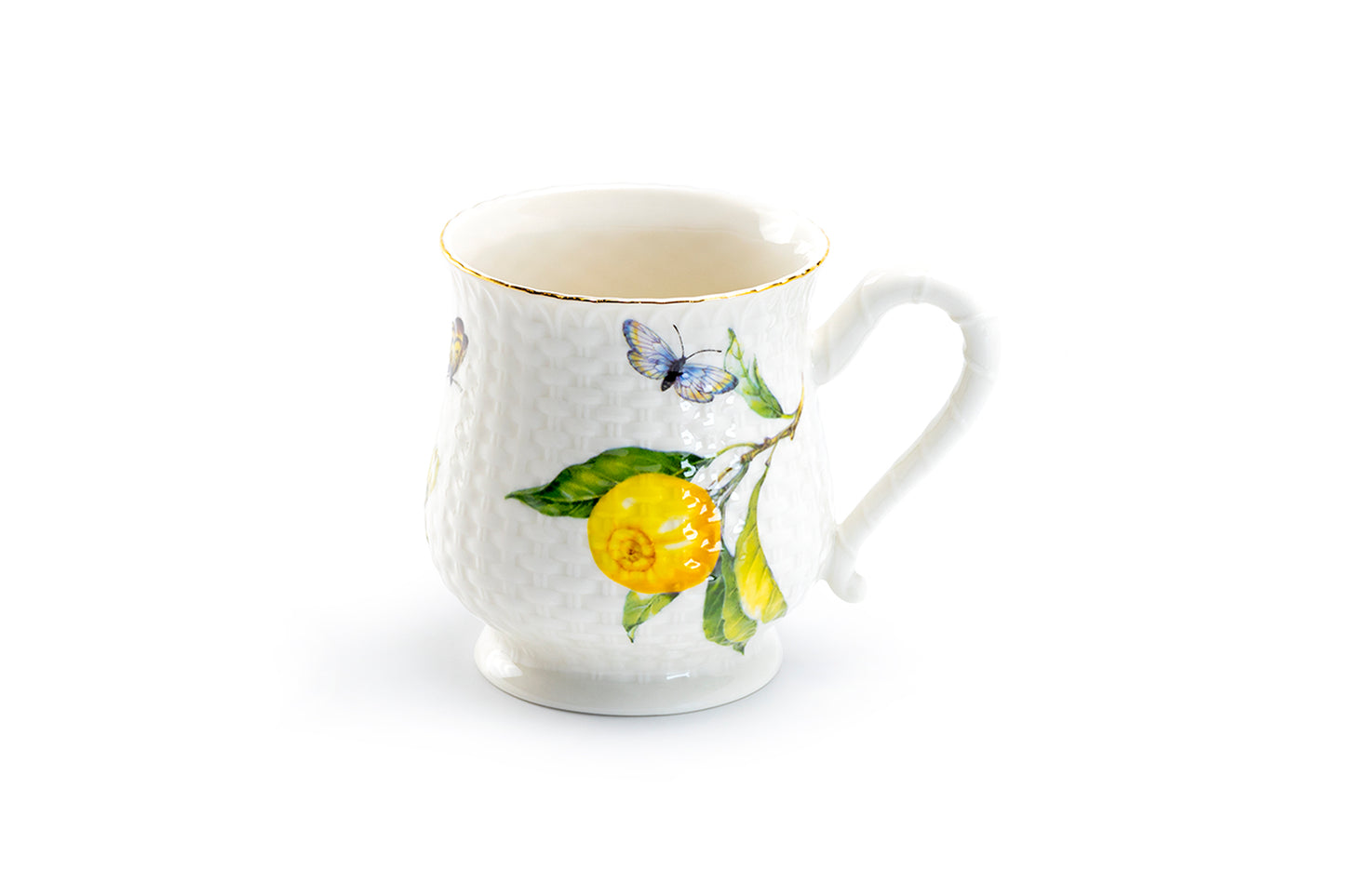 Grace Teaware Lemon Butterfly Fine Porcelain Mug