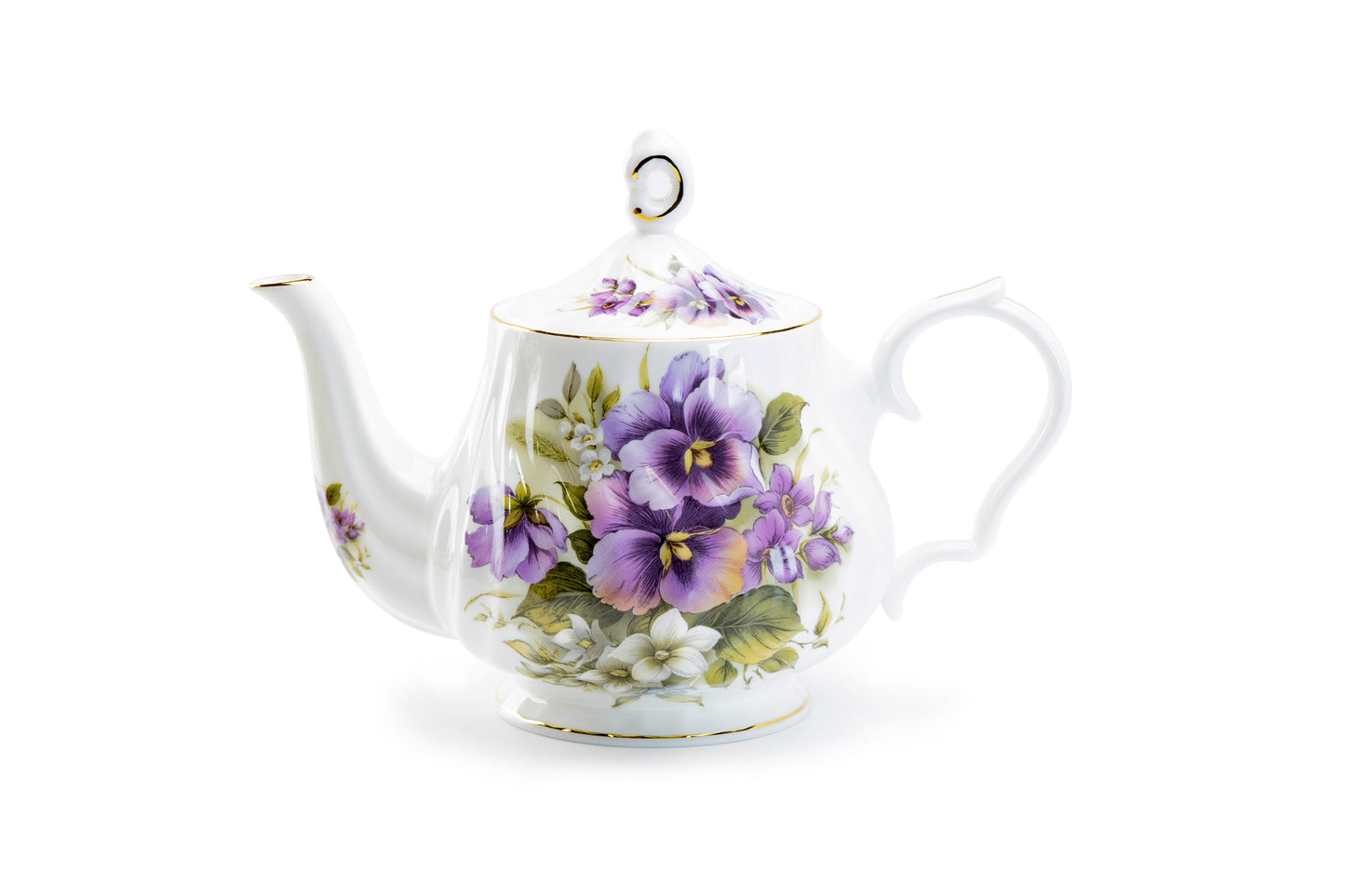 Stechcol Gracie Bone China Purple Pansy Bone China Teapot