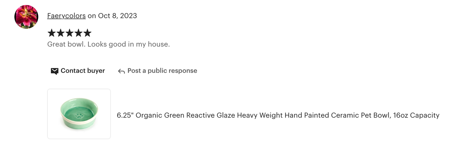 6.25" Organic Green Reactive Glaze Heavy Weight Ceramic Pet Bowl