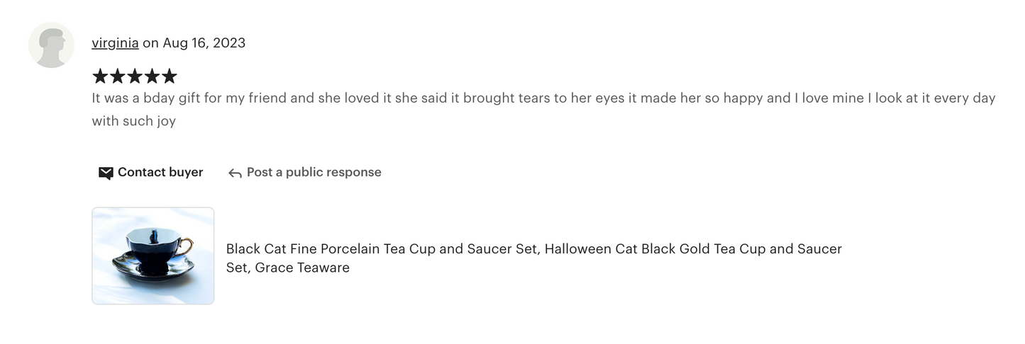Black Cat Black Gold Tea Cup and Saucer