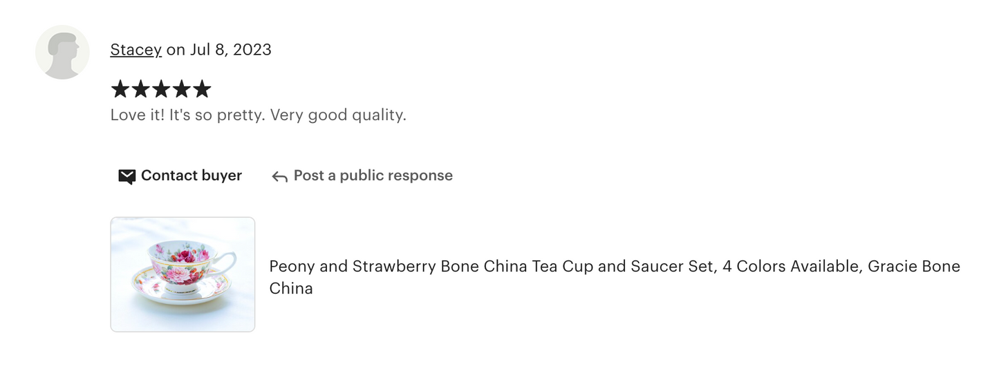 Peony and Strawberry Cream Bone China Tea Cup and Saucer