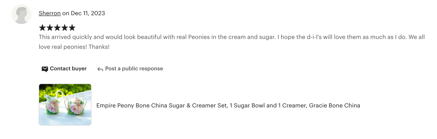 Empire Peony Bone China Sugar & Creamer Set