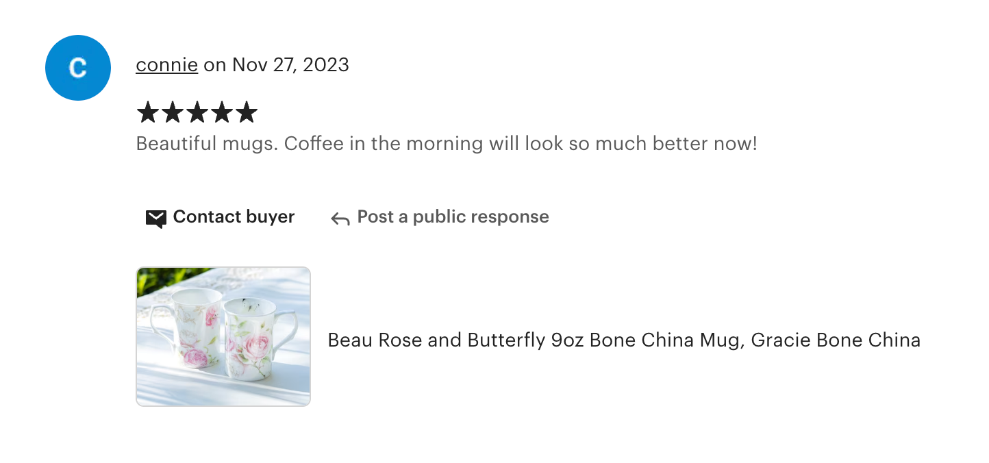 Beau Rose and Butterfly Bone China Mug