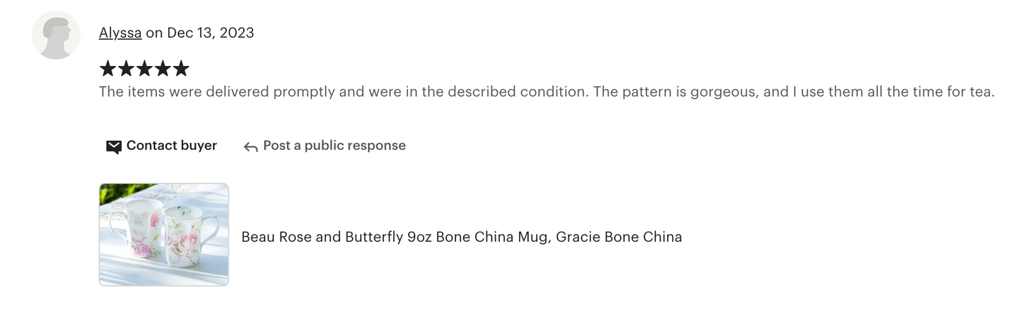 Beau Rose and Butterfly Bone China Mug