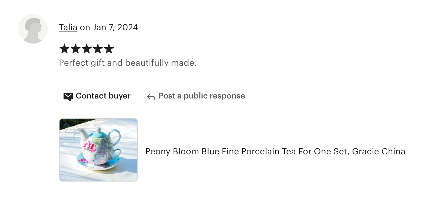 Peony Bloom Blue Fine Porcelain Tea For One Set