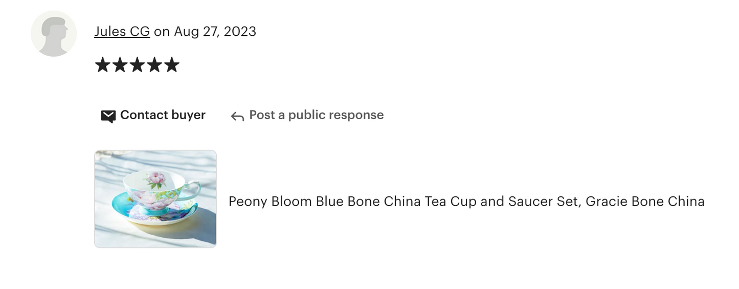 Peony Blue Bone China Cup and Saucer
