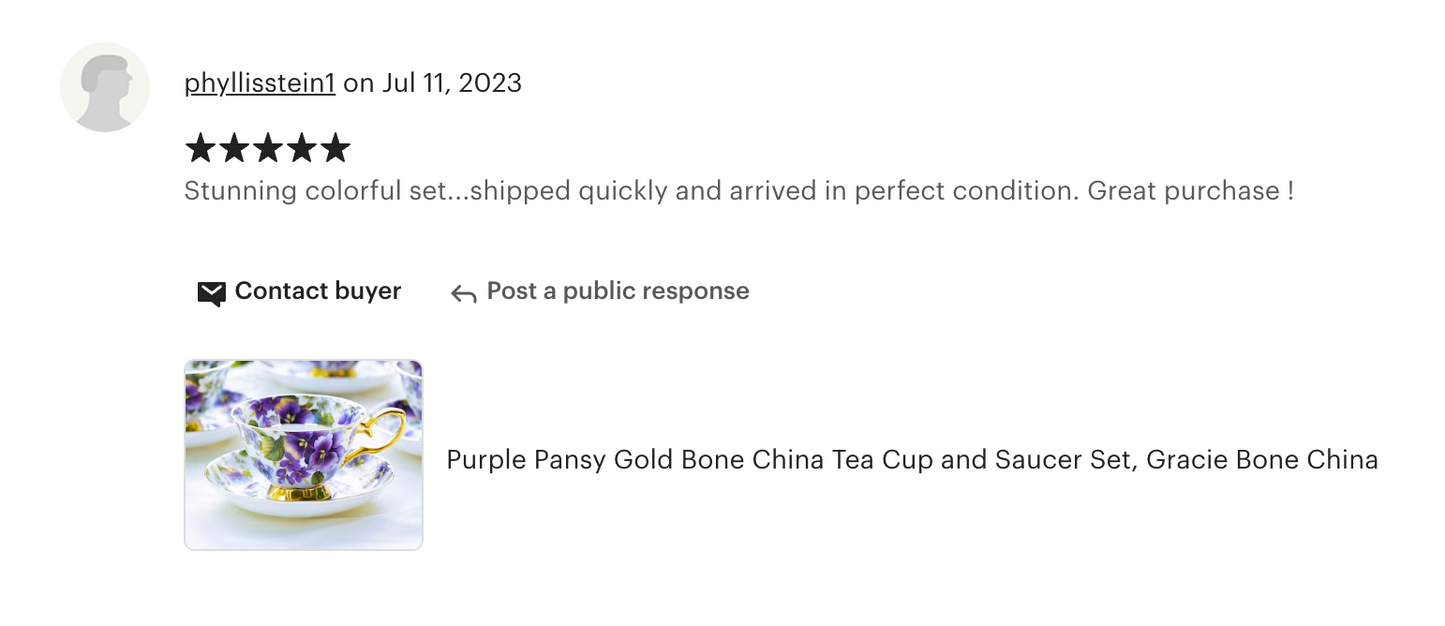Purple Pansy Gold Bone China Tea Cup and Saucer