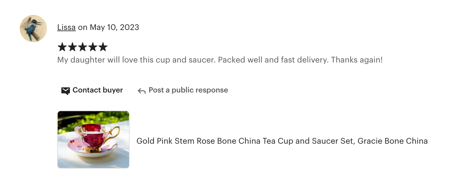 Gold Pink Stem Rose Bone China Tea Cup and Saucer