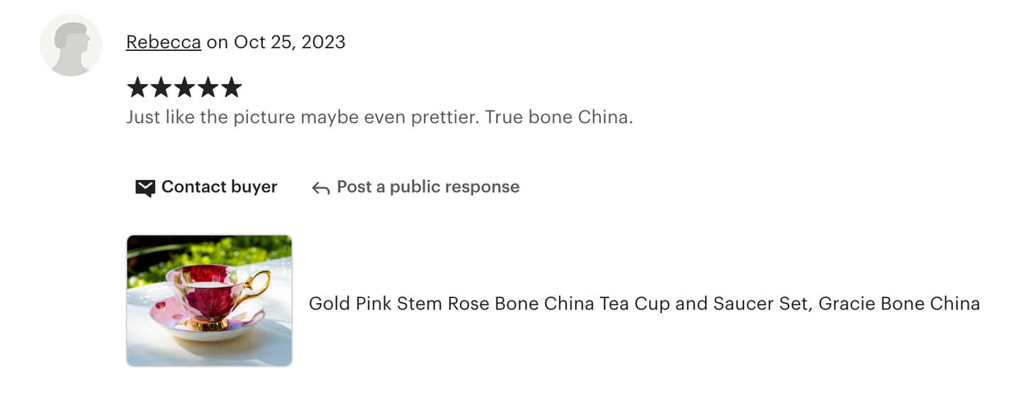 Gold Pink Stem Rose Bone China Tea Cup and Saucer