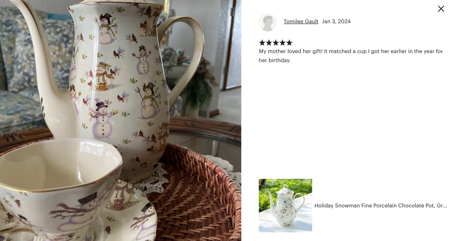 Holiday Snowmen Fine Porcelain Hot Chocolate Pot