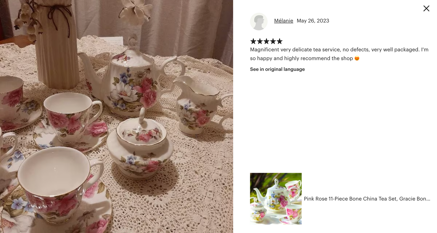 Grace's Rose Bone China 11-Piece Tea Set