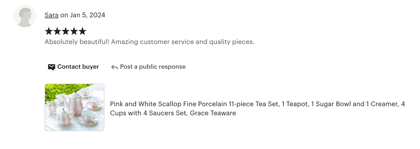 Pink and White Scallop Fine Porcelain Tea Set