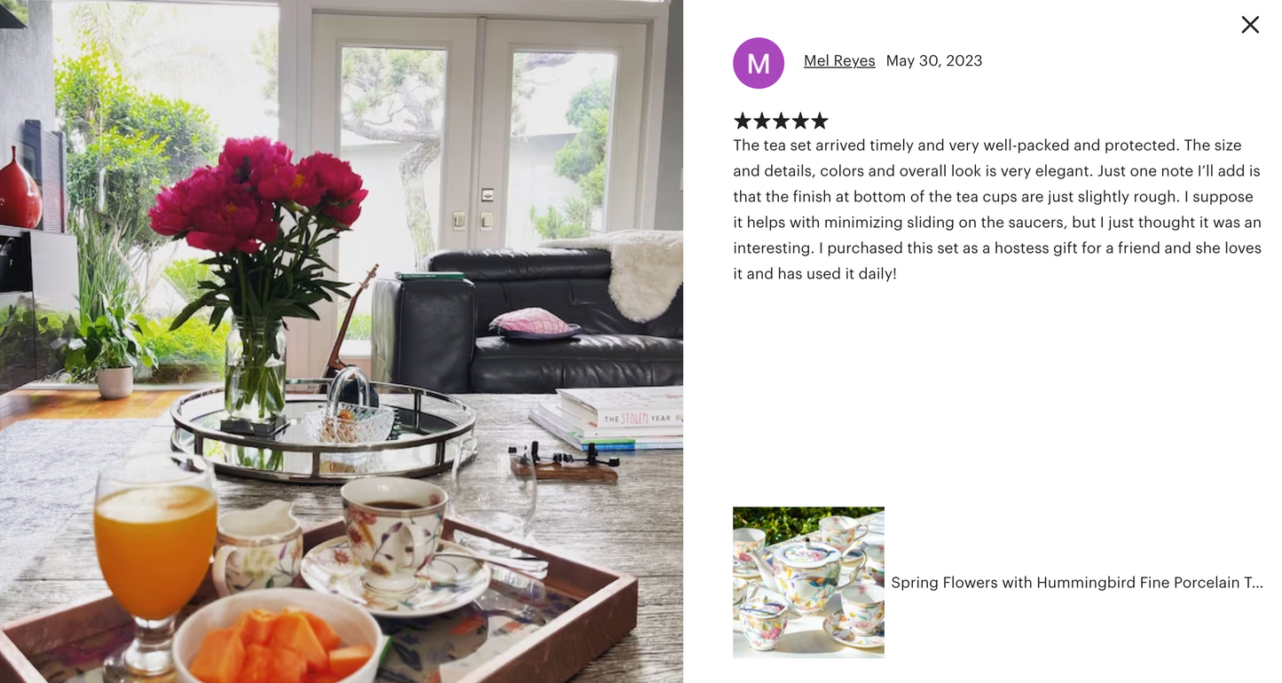 Spring Flowers with Hummingbird Fine Porcelain Tea Set