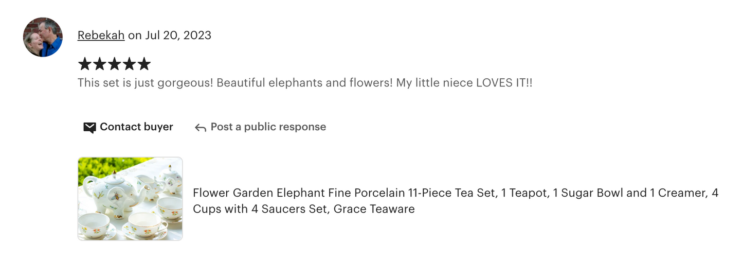 Summer Garden Elephant Fine Porcelain Tea Set