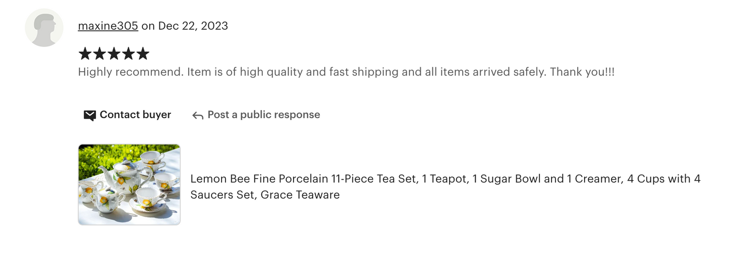 Lemon Bee Fine Porcelain Tea Set