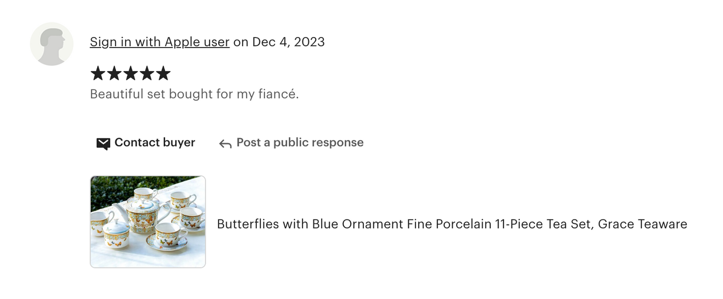 Butterflies with Blue Ornament Fine Porcelain Tea Set