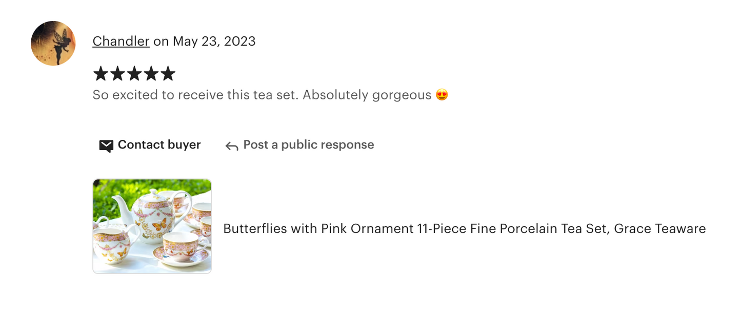Butterflies with Pink Ornament Fine Porcelain 11-Piece Tea Set