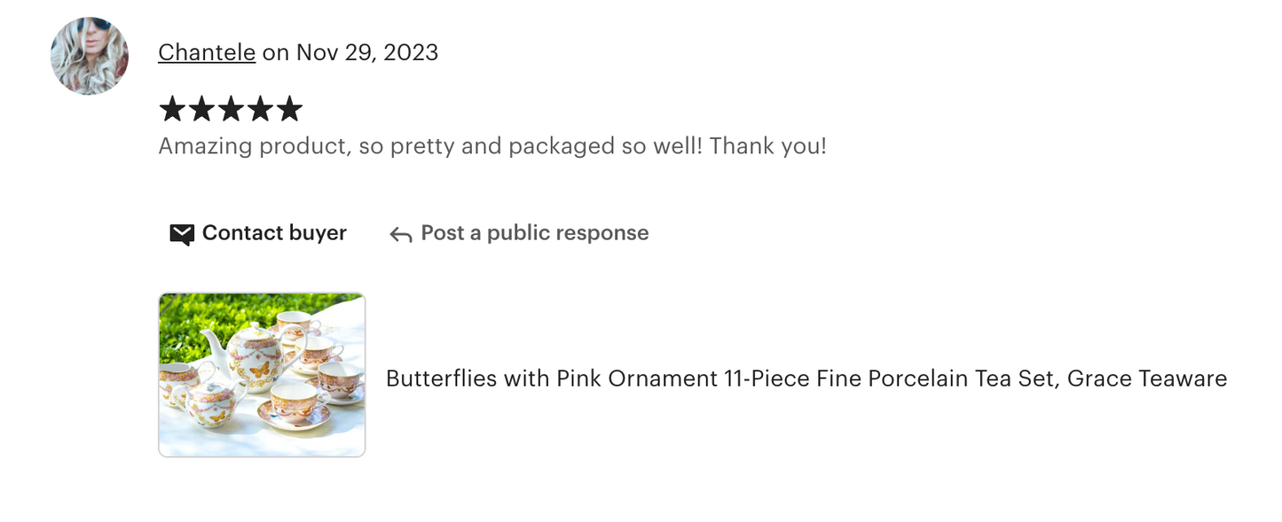 Butterflies with Pink Ornament Fine Porcelain 11-Piece Tea Set