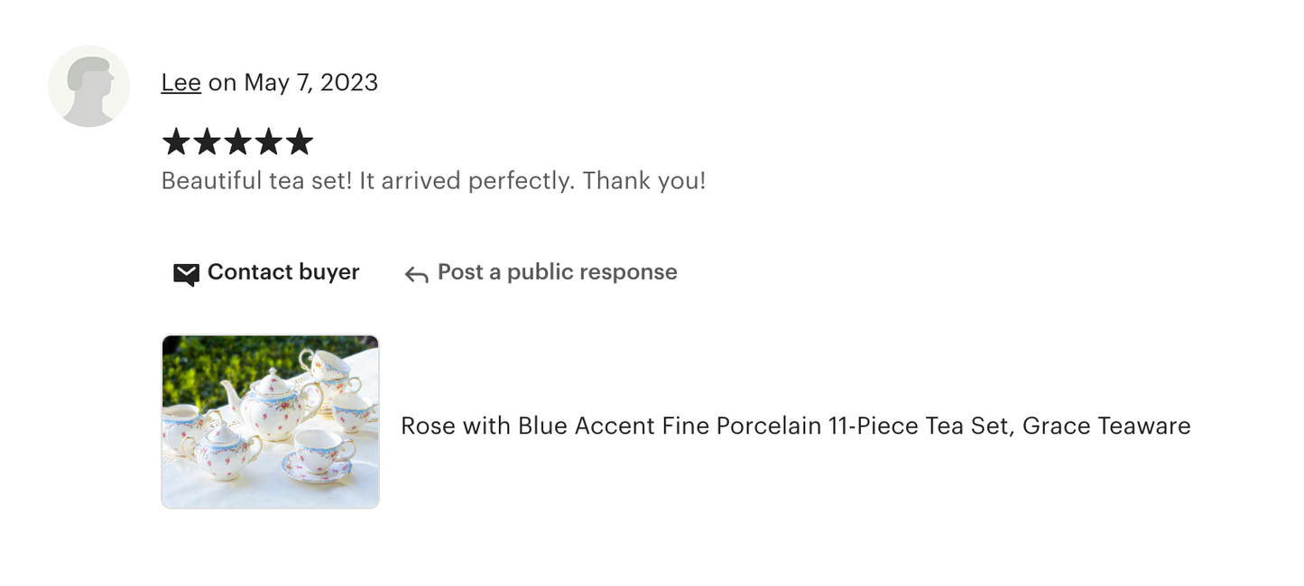 Rose with Blue Accent Fine Porcelain 11-Piece Tea Set