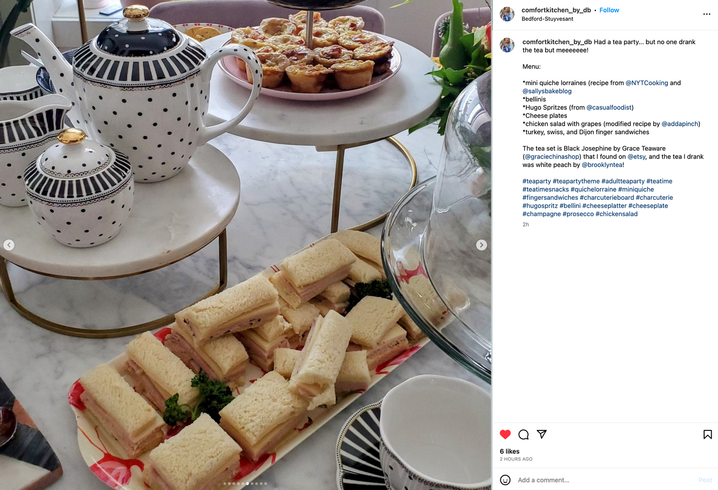 Black Josephine Stripes and Dots Fine Porcelain Tea Set