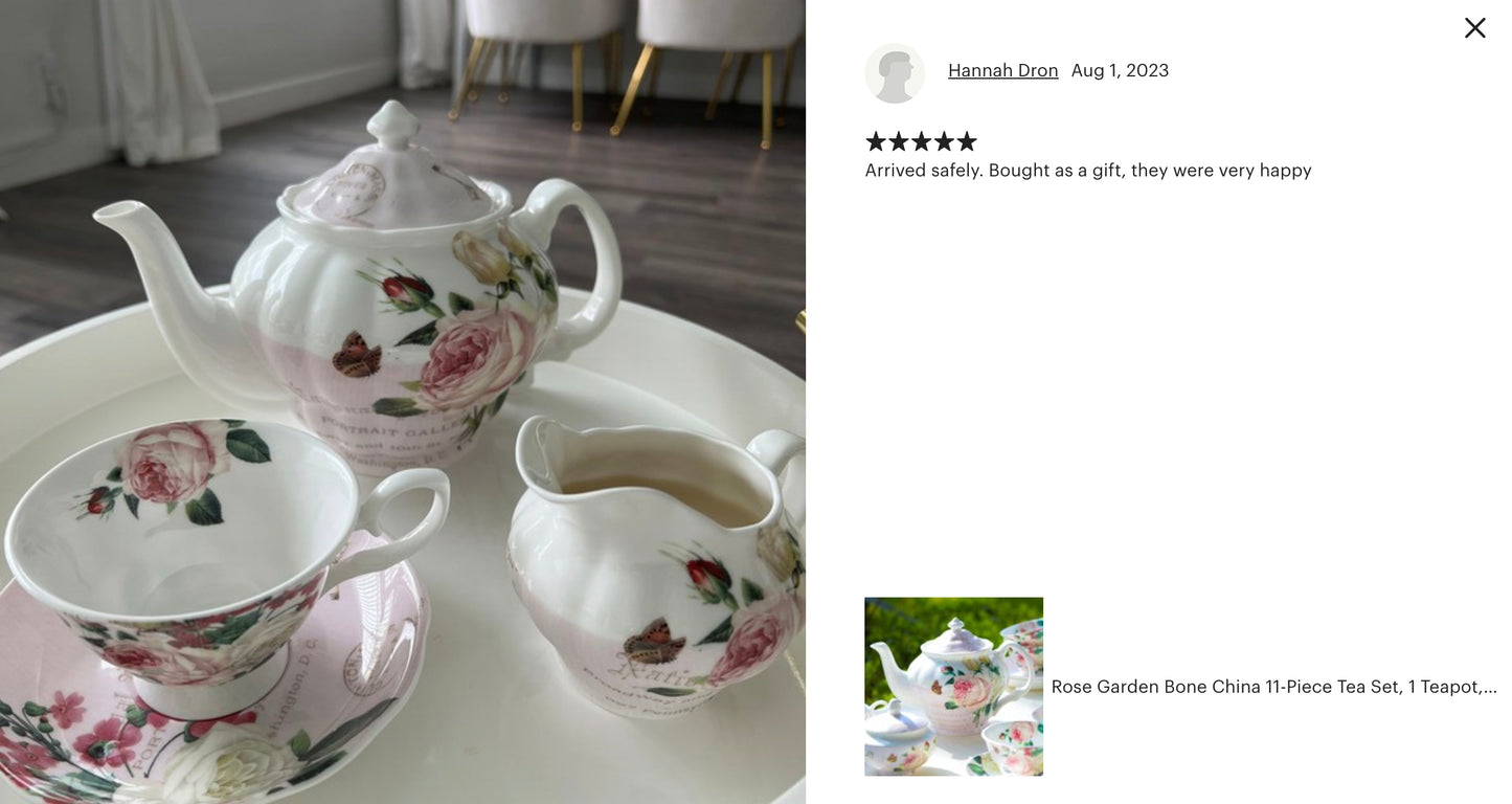 Liz's Rose Garden Bone China 11-Piece Tea Set