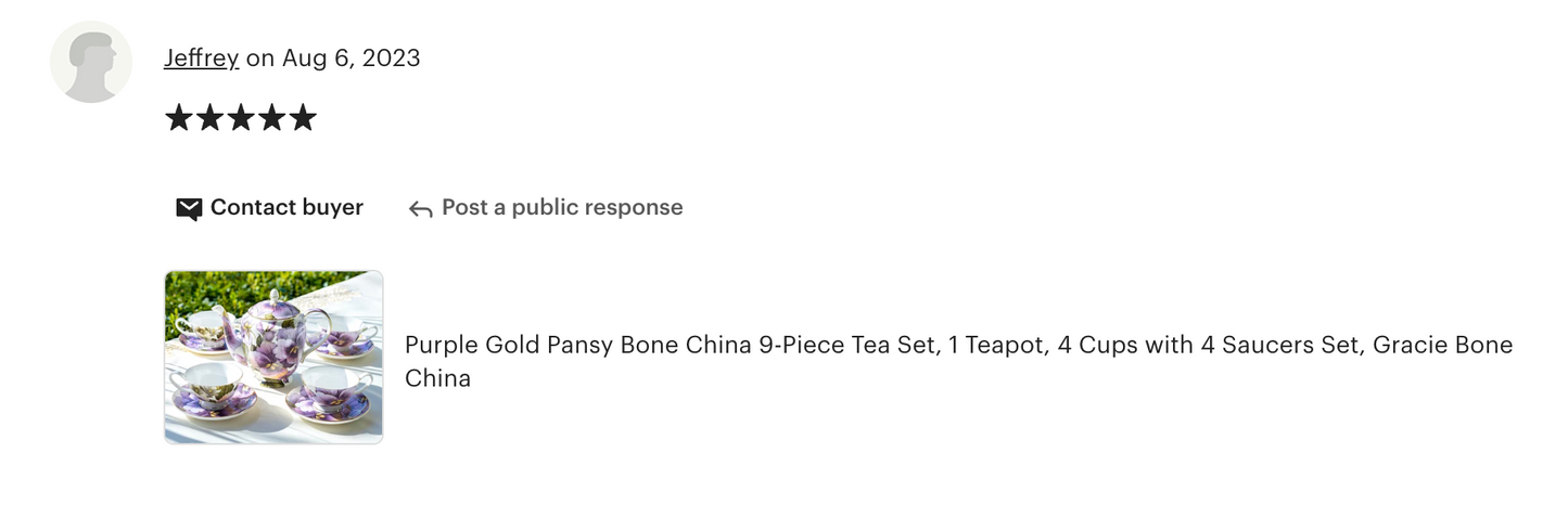 Purple Gold Pansy Bone China 9-Piece Tea Set