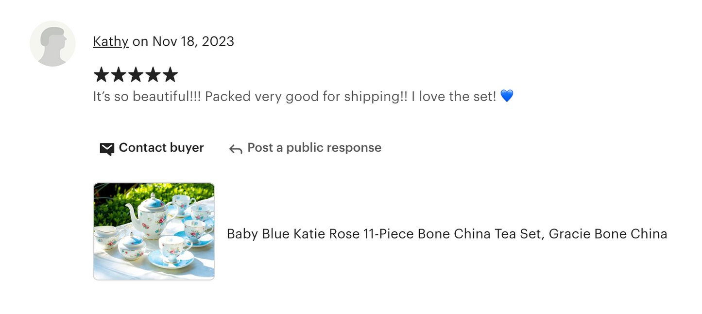 Baby Blue Katie Rose Bone China 11-Piece Tea Set