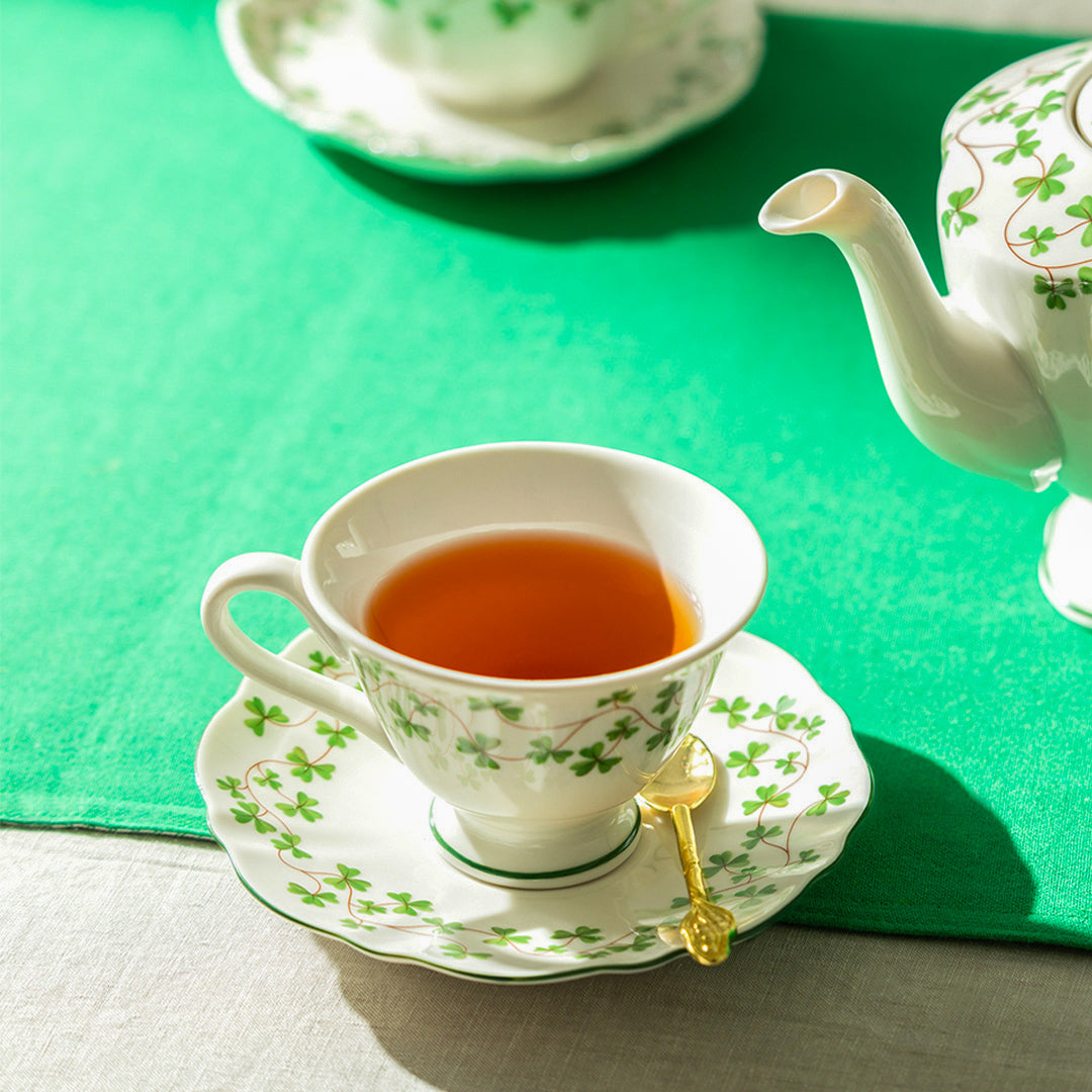 Shamrock Fine Porcelain Tea Cup and Saucer