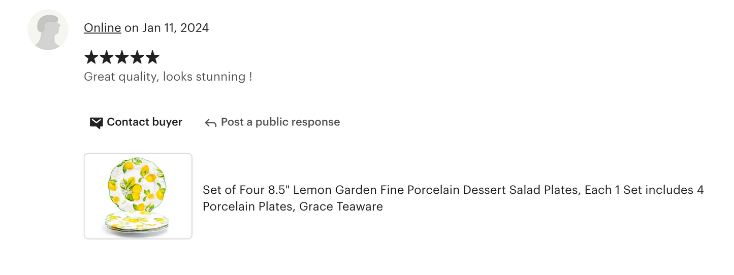 Lemon Garden Fine Porcelain Dessert/Dinner Plate