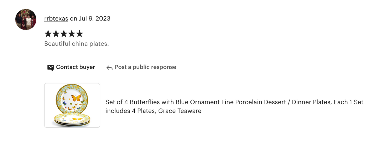 Butterflies with Blue Ornament Fine Porcelain Dessert/Dinner Plate