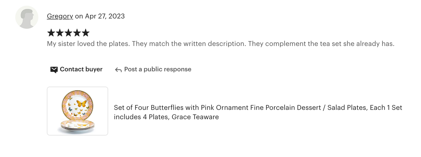 Butterflies with Pink Ornament Fine Porcelain Dessert Plate