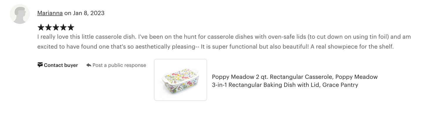 Poppy Meadow 2 qt. Rectangular Casserole