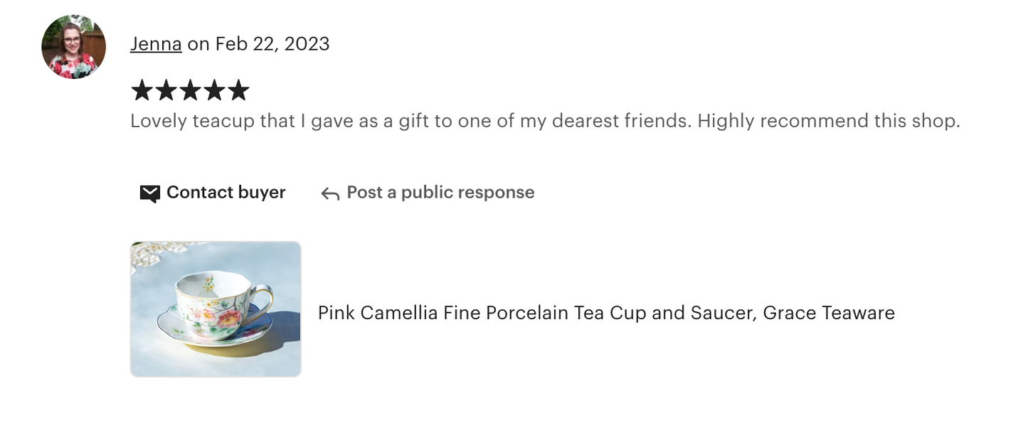 Camellia Scallop Fine Porcelain Tea Cup and Saucer