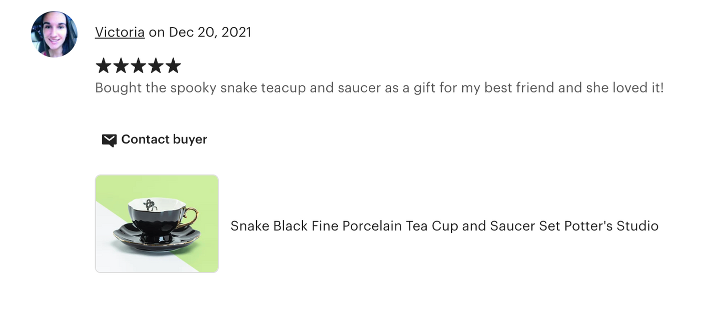 Snake Black Gold Tea Cup and Saucer