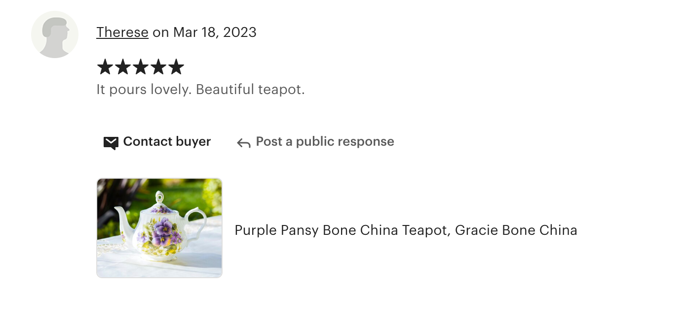 Purple Pansy Bone China Teapot