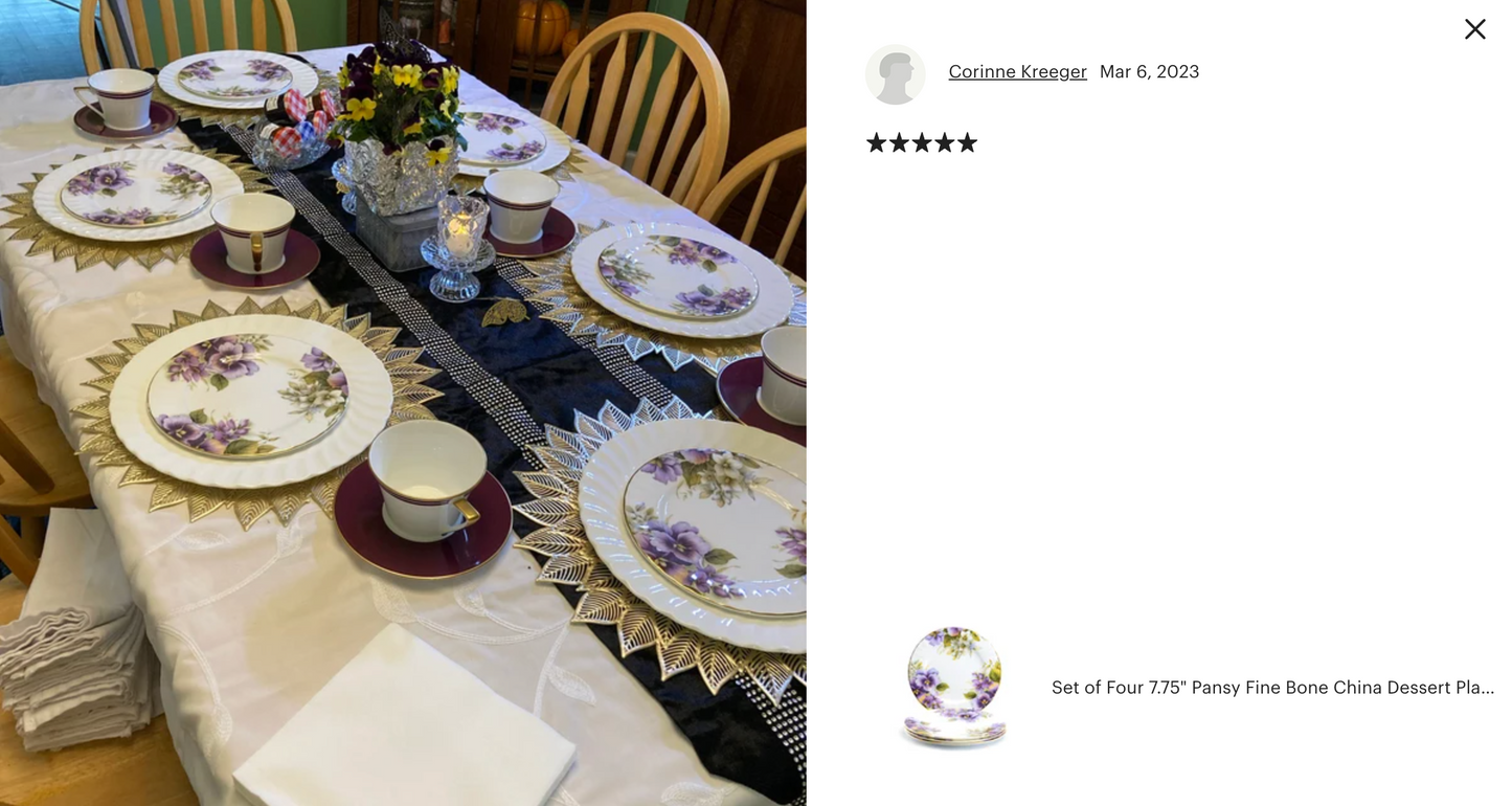 7.75" Pansy Bone China Dessert Plate