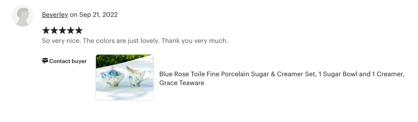 Blue Rose Toile Fine Porcelain Sugar & Creamer Set