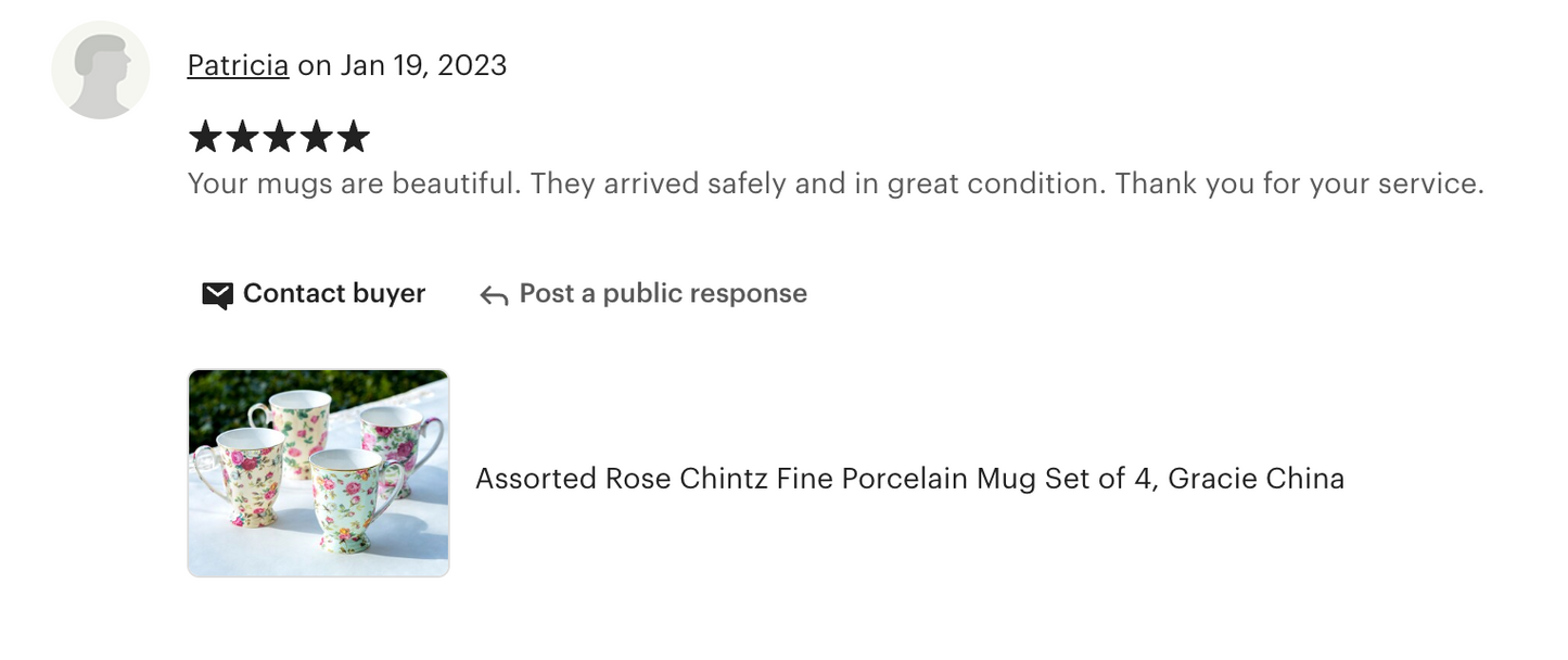 Assorted Rose Chintz Fine Porcelain Mug Set of 4