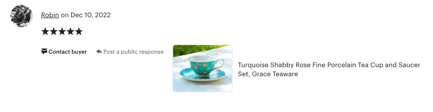 Turquoise Shabby Rose Fine Porcelain Tea Cup and Saucer