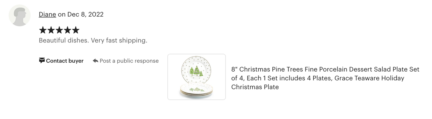 Christmas Pine Trees Fine Porcelain Salad/Dessert Plate