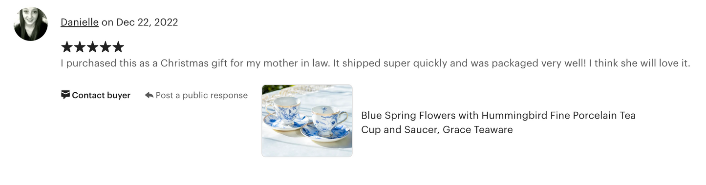 Blue Spring Flowers with Hummingbird Fine Porcelain Tea Cup and Saucer