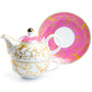 Grace Teaware Pink Gold Scroll Fine Porcelain Teapot Teacup Saucer